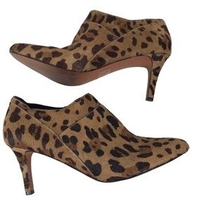 Cole Haan Leopard Haircalf Pointed Toe Ankle Booties - Brown & Black